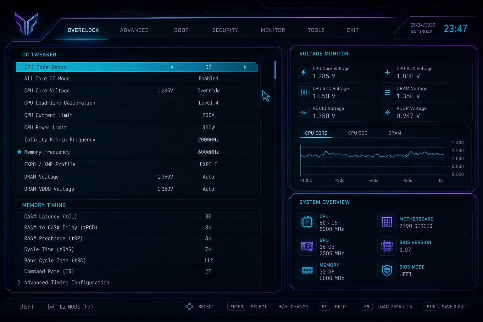 Stylized BIOS settings interface